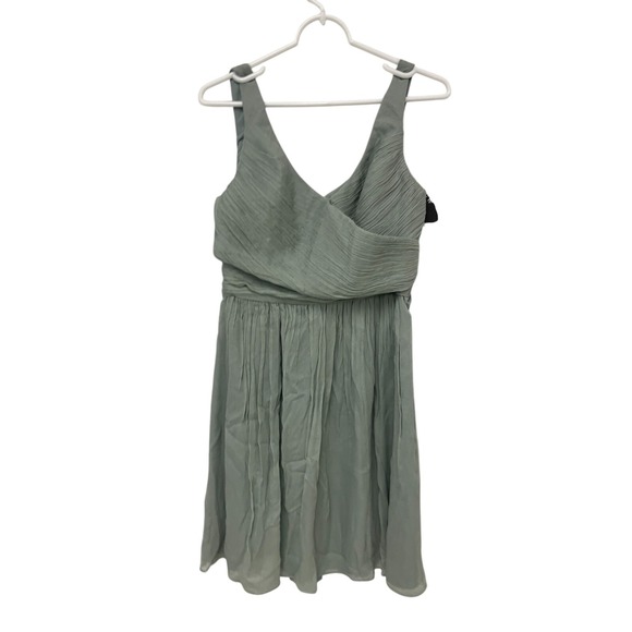 J Crew Silk Heidi Chiffon Dress Dusty Shale‎ Green Womens Size 8 Back Zip NWT - Picture 2 of 11